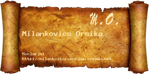 Milankovics Orsika névjegykártya
